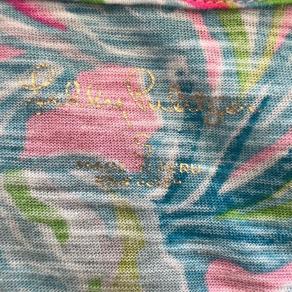 Lilly Pulitzer Pink and Blue V-Neck Floral Tee - Picture 2 of 2